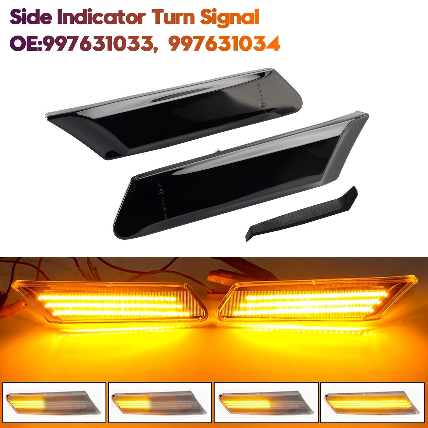 Clignotant latéral séquentiel à LED fumé pour Porsche Boxster Cayman 987 2005-2013 997631033