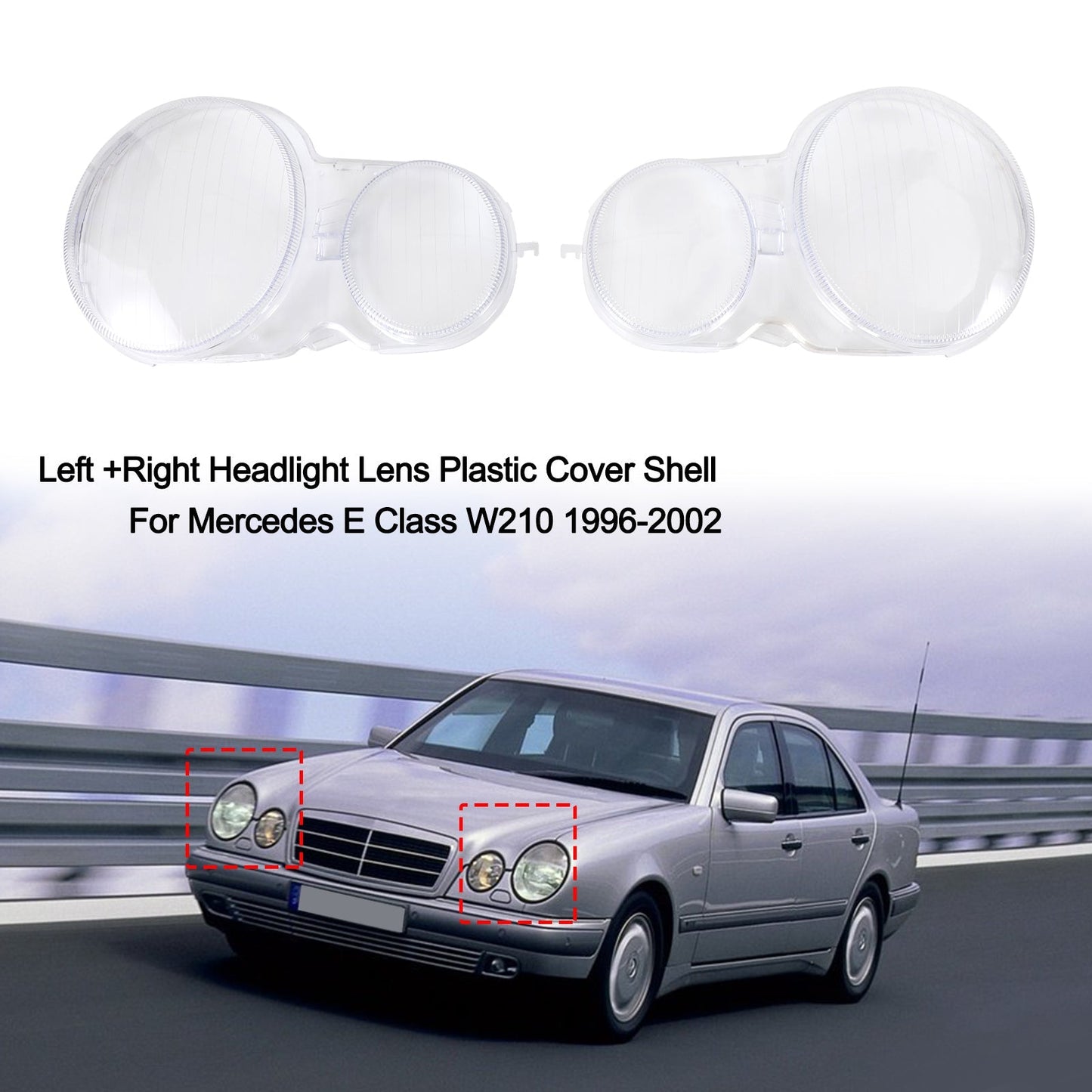 Coque de protection en plastique pour phares gauche et droit Mercedes Classe E W210 1996-2002