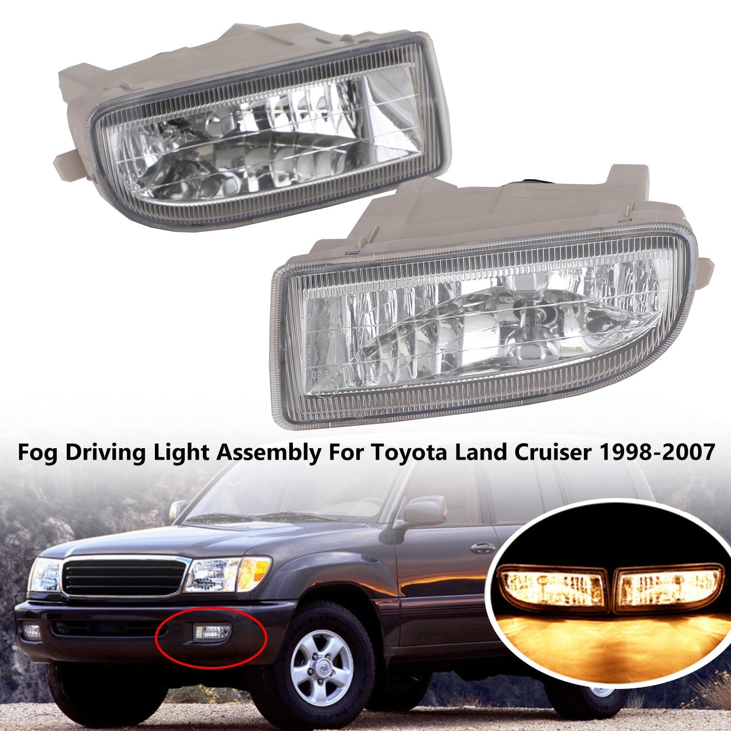 Paire de feux antibrouillard avant pour Toyota Land Cruiser 1998-2007