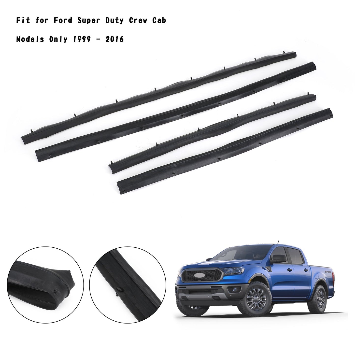 Joint d'étanchéité de porte inférieure avant et arrière pour modèles Ford Super Duty Crew Cab 1999-2016 uniquement F81Z-2520758-AA (2) 1C3Z-26253A24-A (2)