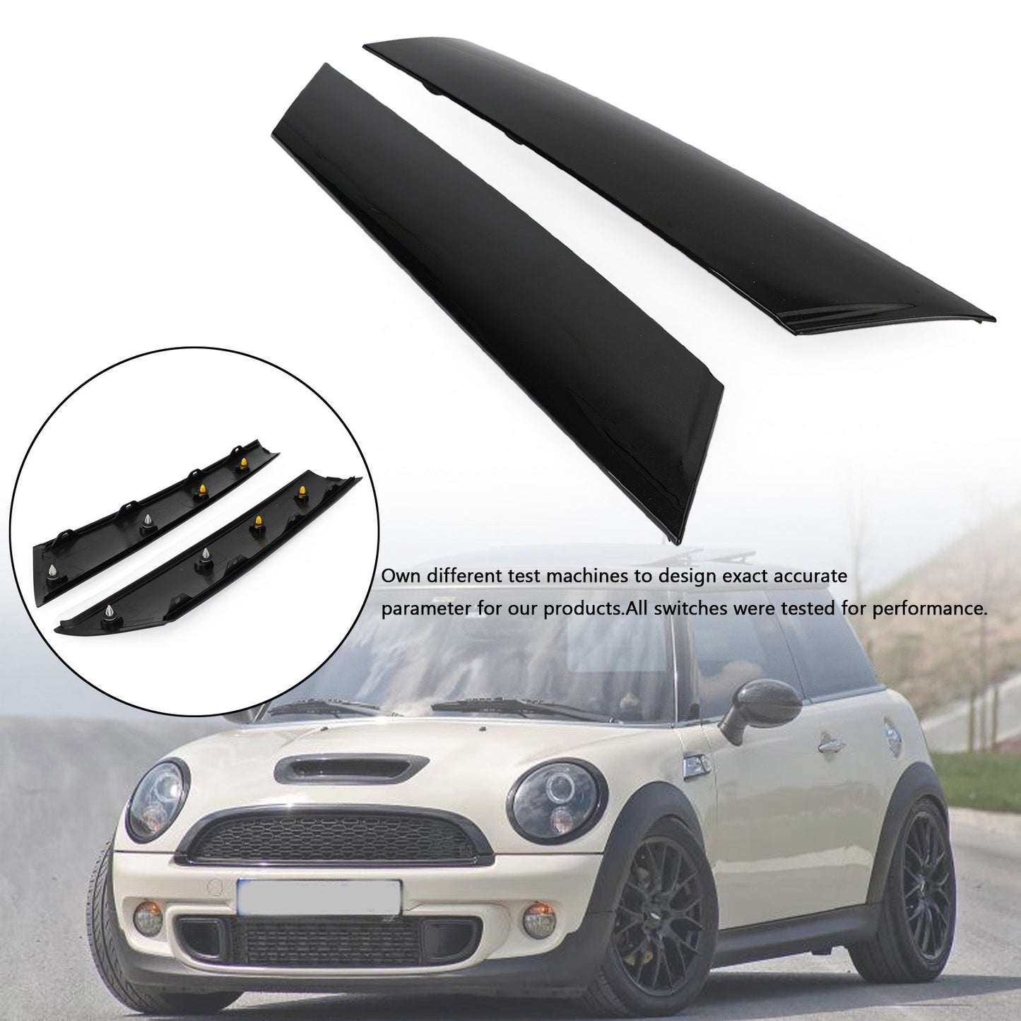 2 molduras negras para postes de parabrisas delanteros Mini R55 R56 51137272583/84