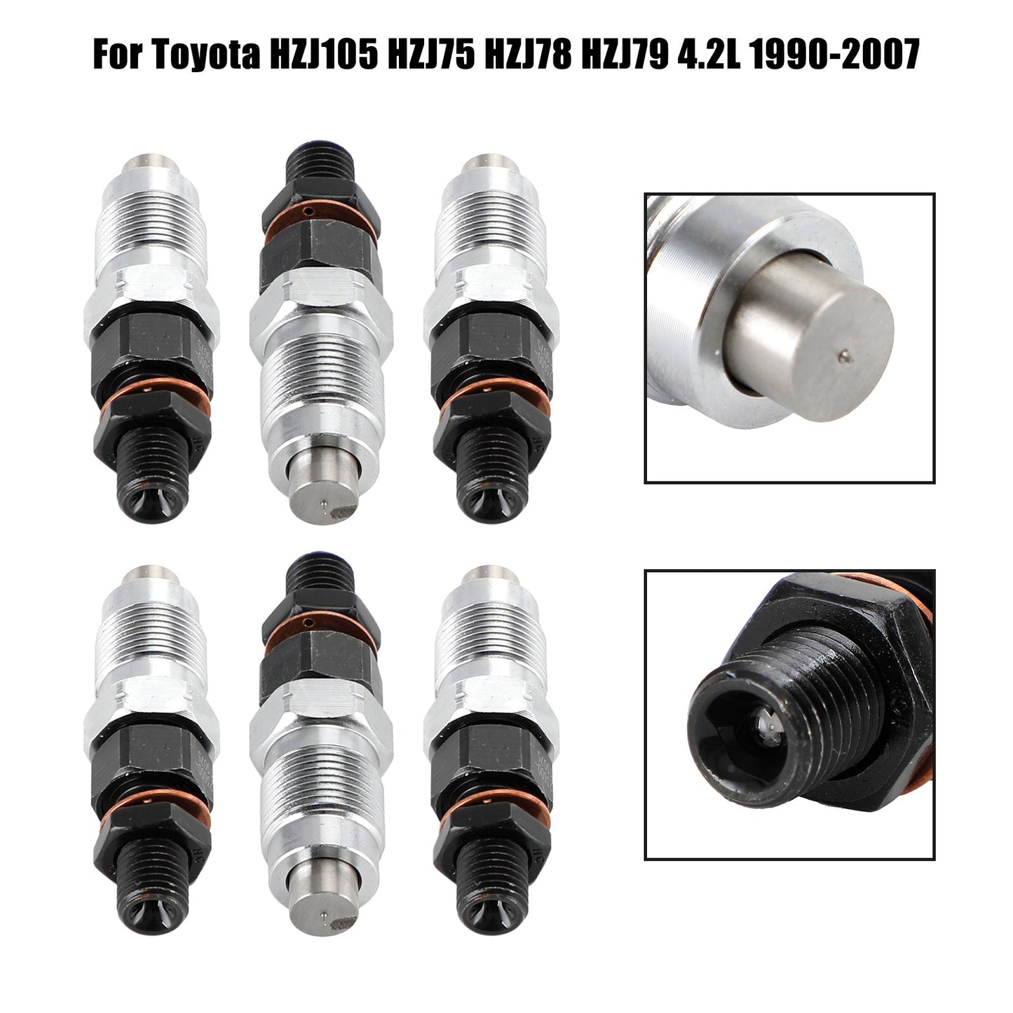 6PCS Fuel Injectors 23600-19075 Fit Toyota HZJ105 HZJ75 HZJ78 HZJ79 1990-2007
