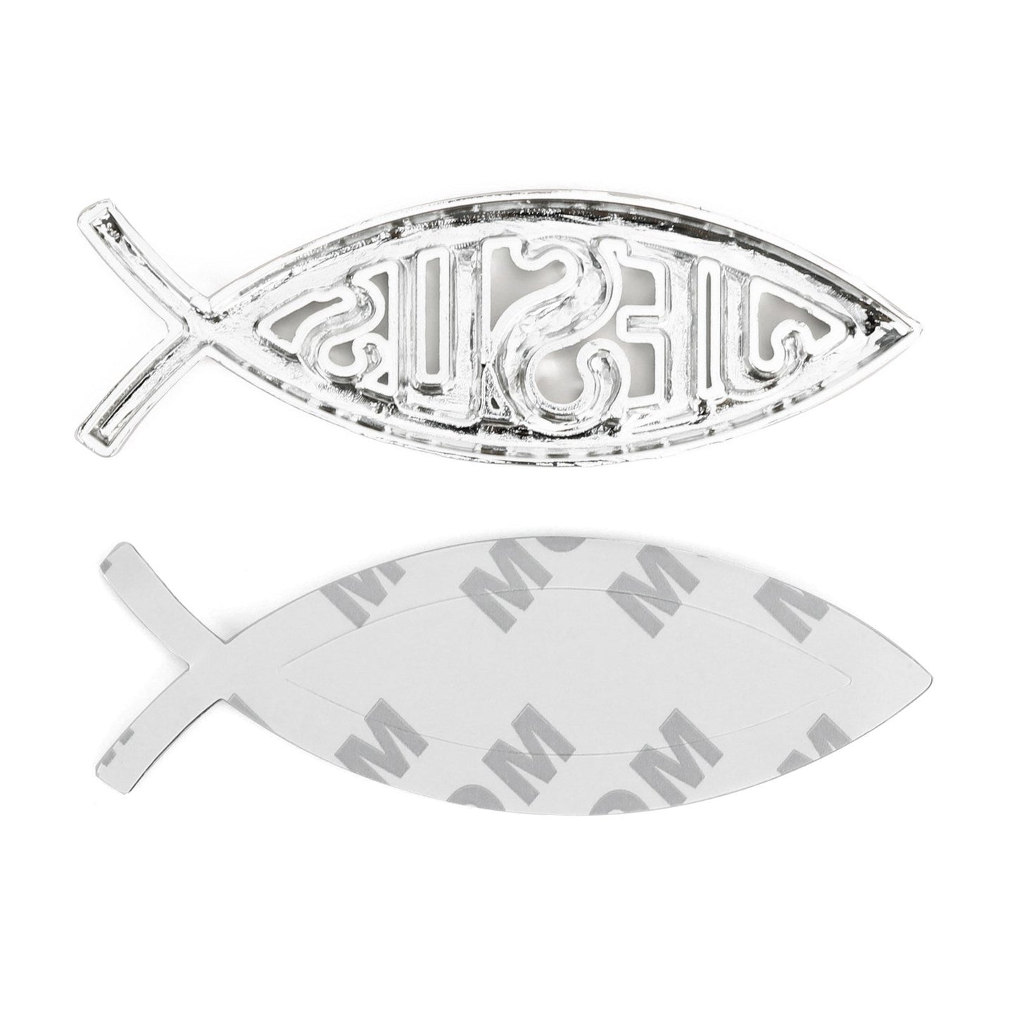 Autocollant 3D argenté représentant un poisson chrétien, symbole de Jésus, pour voiture, emblème religieux
