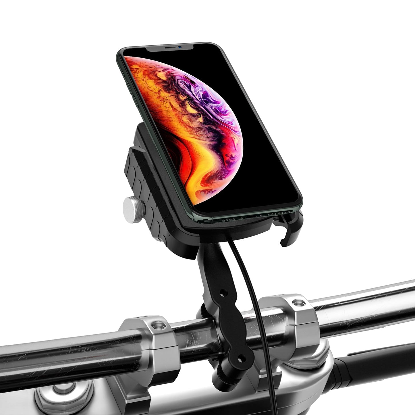 Support de charge sans fil 15 W, extension de téléphone pour moto, noir