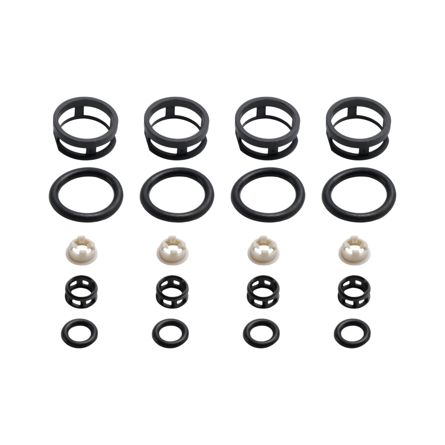 Nissan JECS 4Pcs Side Feed Fuel Injector Repair Kit Filters Seals O-Rings Pintle Caps