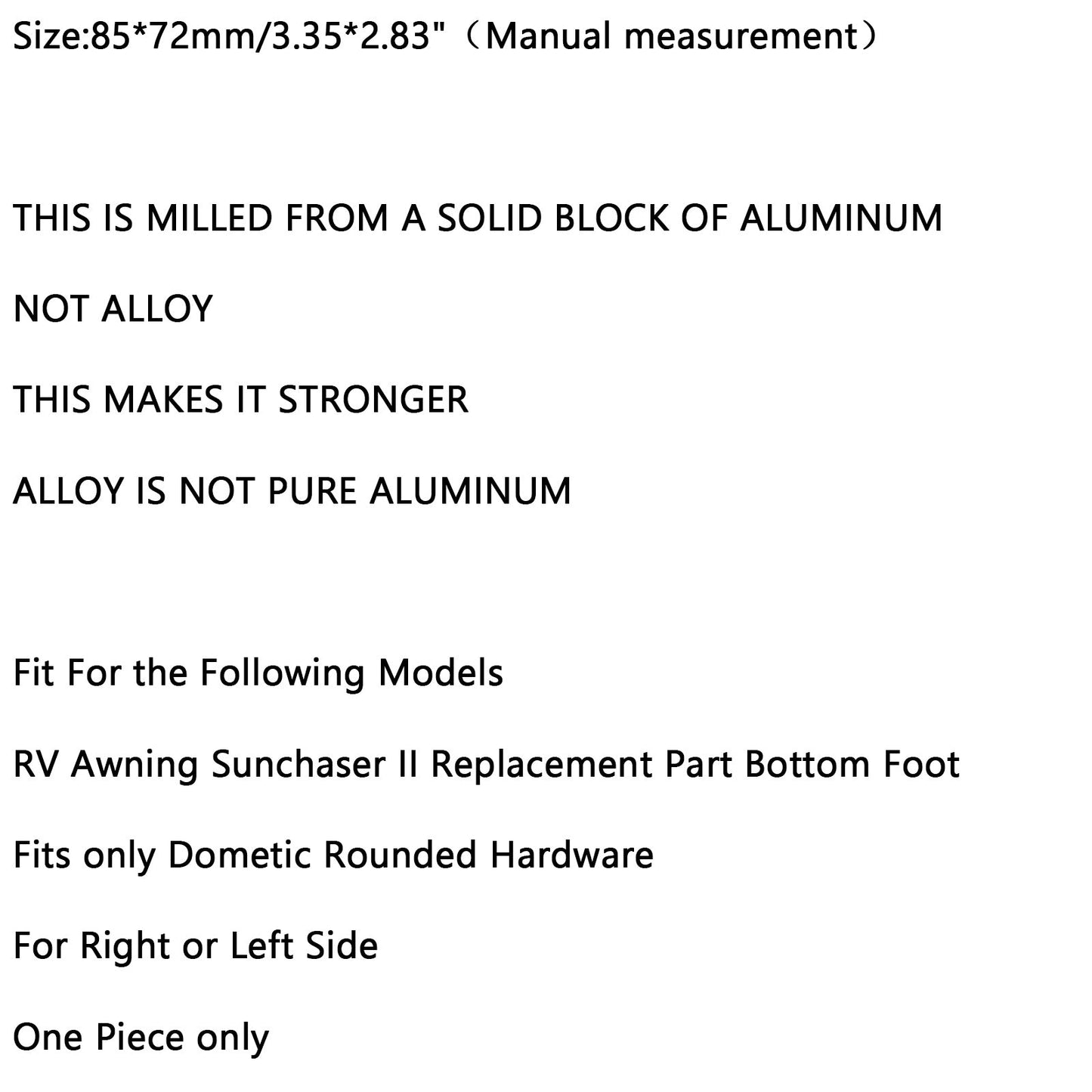 Quincaillerie en aluminium pour auvent de camping-car, pour remplacement du support inférieur de l'auvent Sunchaser II