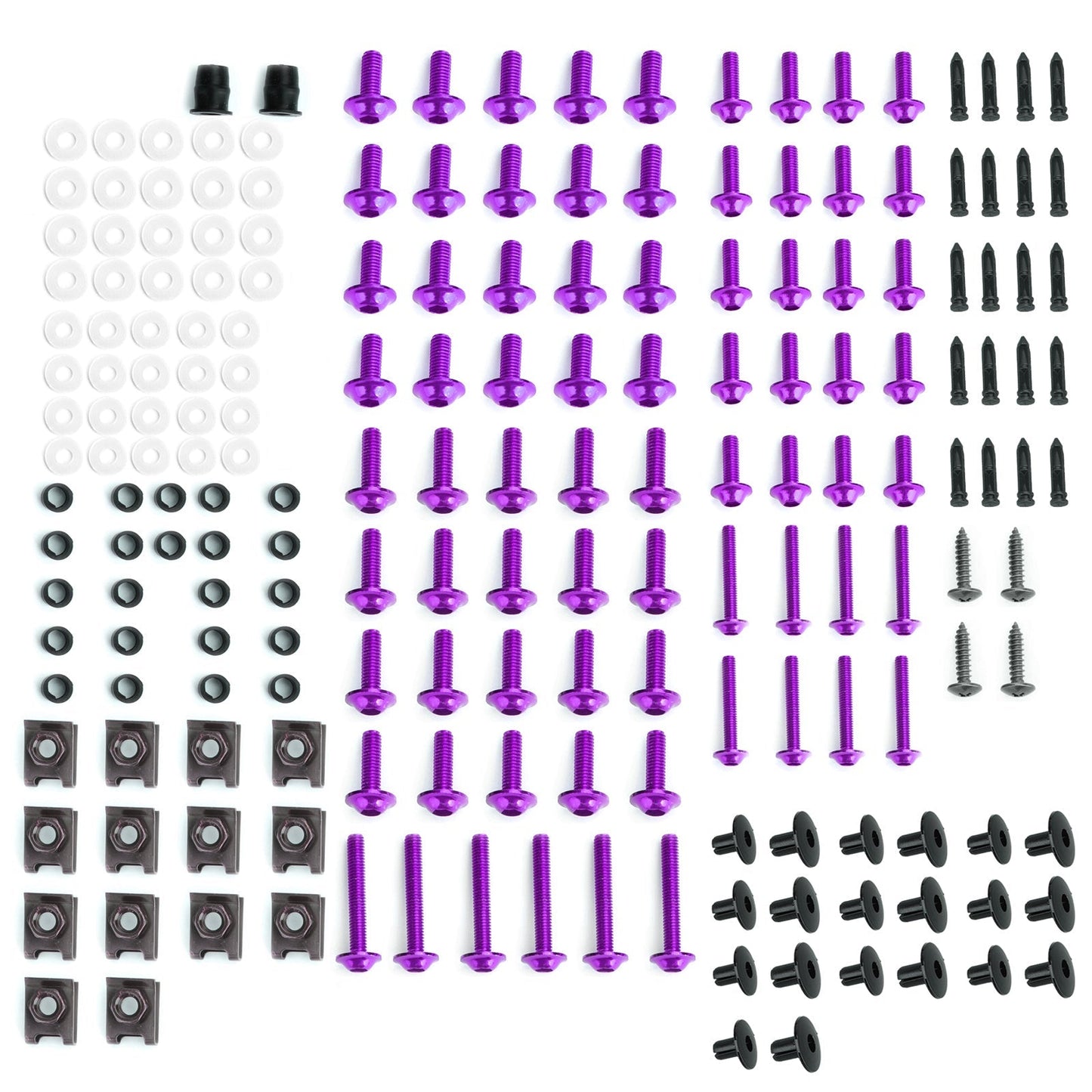 Kit de boulons et vis de carénage violets pour carrosserie