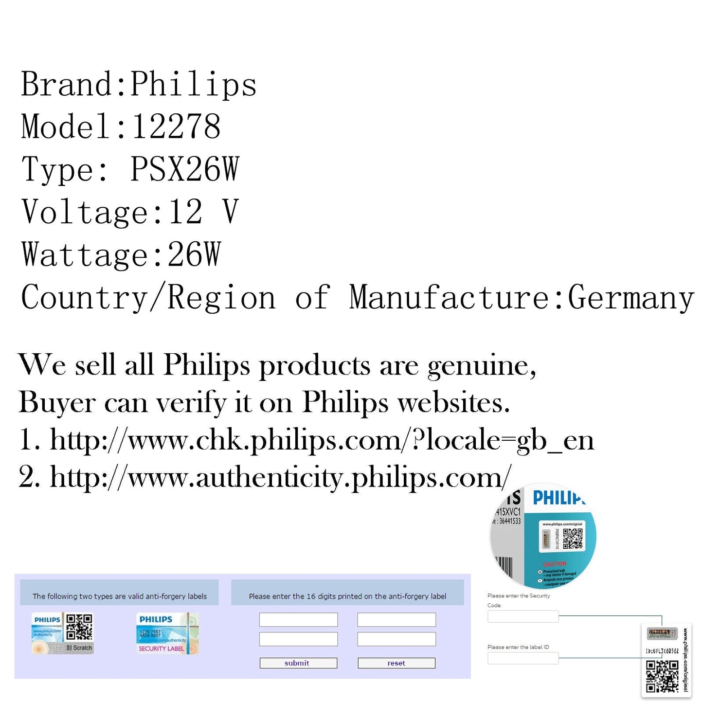 Pour Philips Standard 12278 PSX26W 12V 26W Une Ampoule DRL Feu de Brouillard de Jour