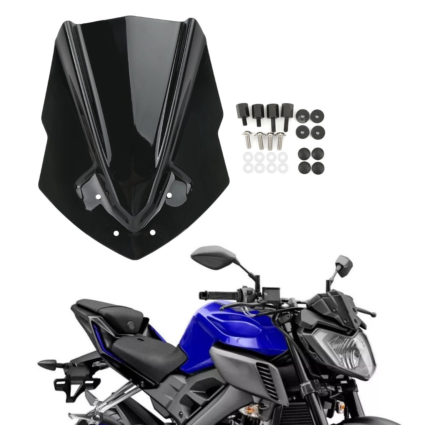 Pare-brise moto ABS pour Yamaha MT125 2015-2019, noir