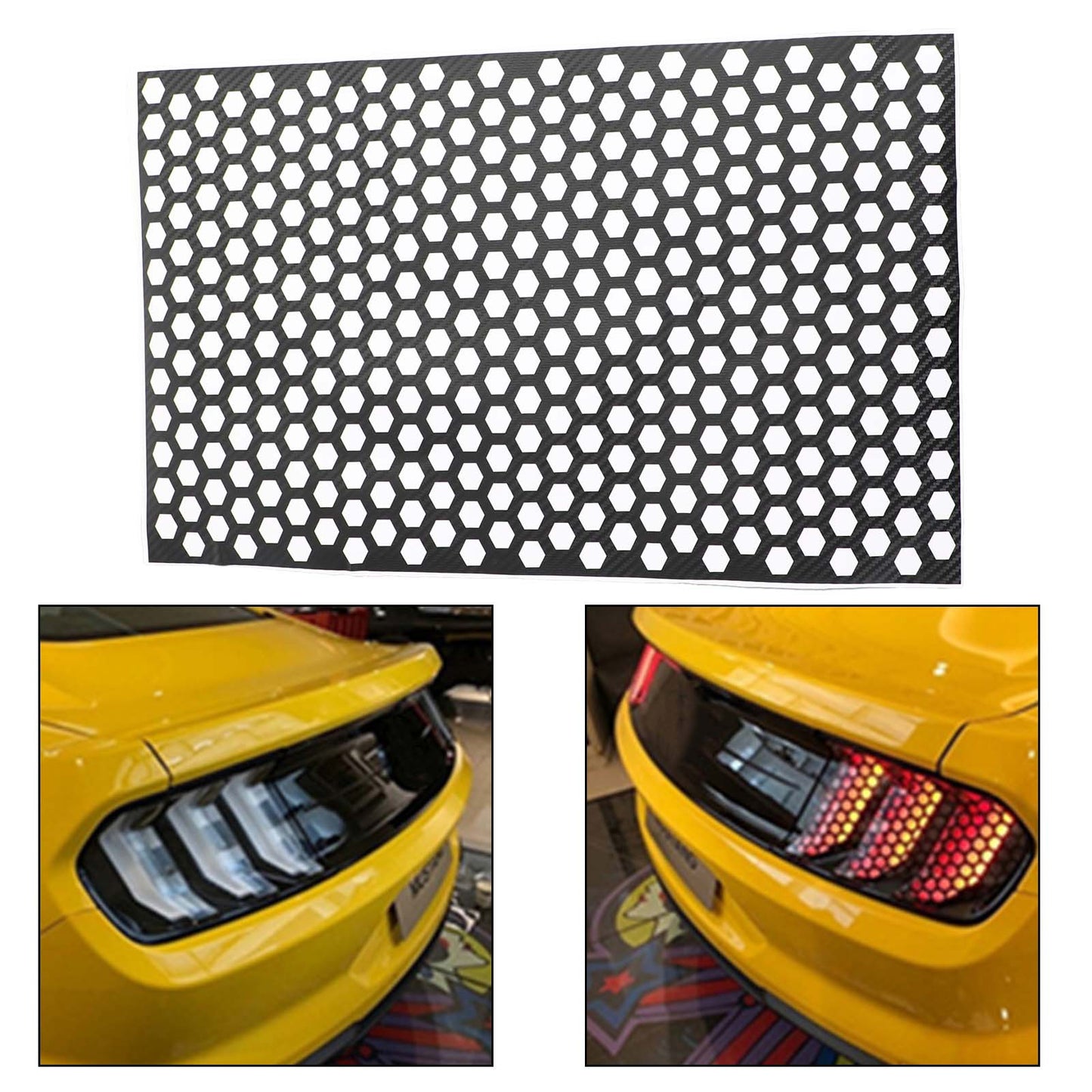 Autocollant de feu arrière en carbone pour voiture, accessoire en nid d'abeille