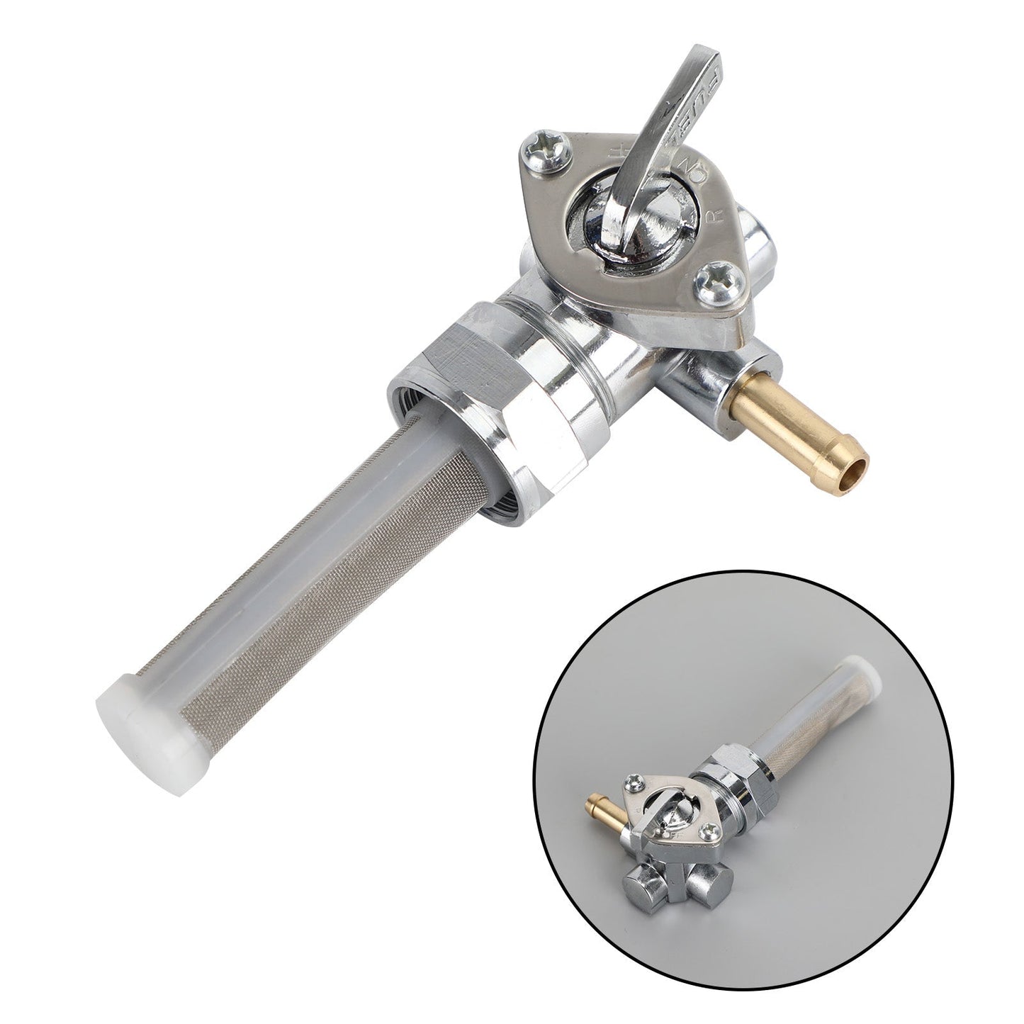 Robinet d'essence, sortie gauche, pour Sportster Big Twin 1975-Up, 13/16"