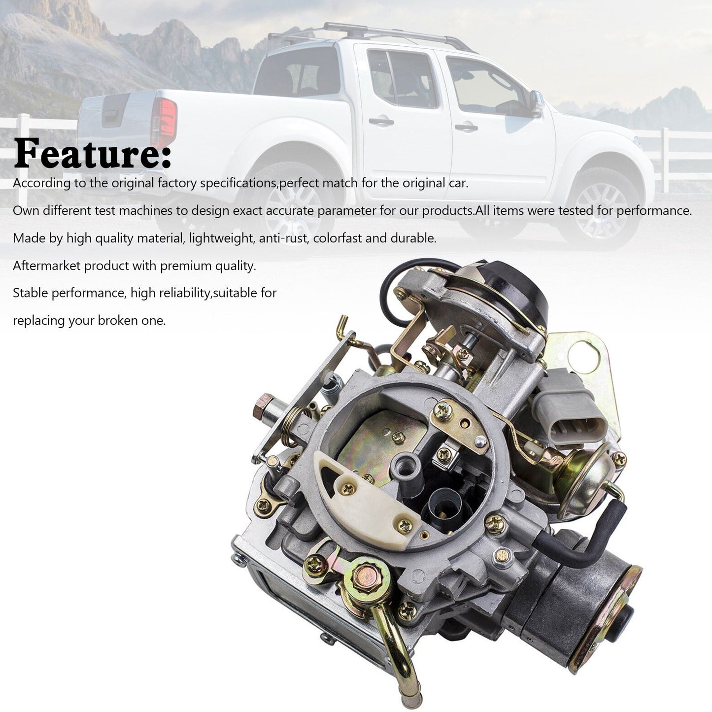 Pick-up Nissan 720 1983-1986, 2,4 L, cabine standard, 2 portes, carburateur à 2 corps, 16010-21G61