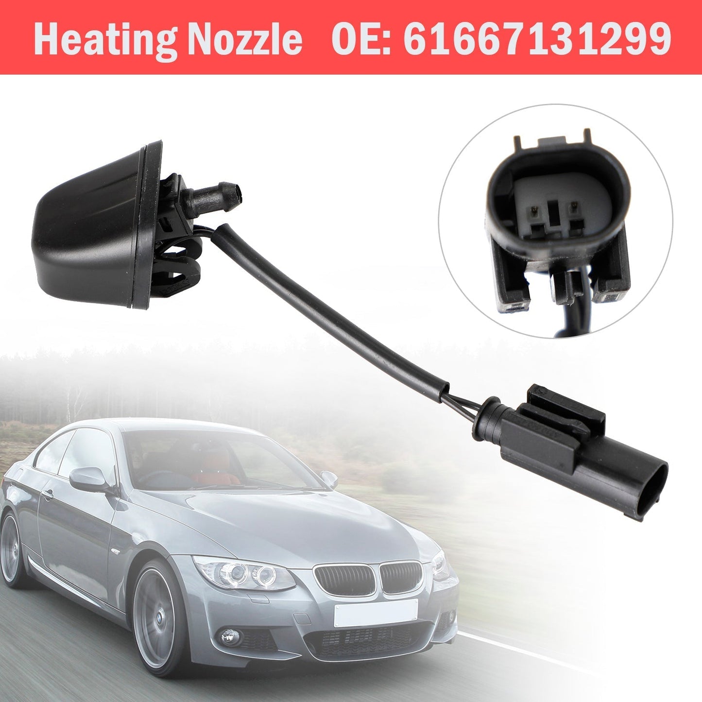 61667131299 Windshield Wiper Nozzle Spray Jet Heated for For BMW E90 E91 E92 E93