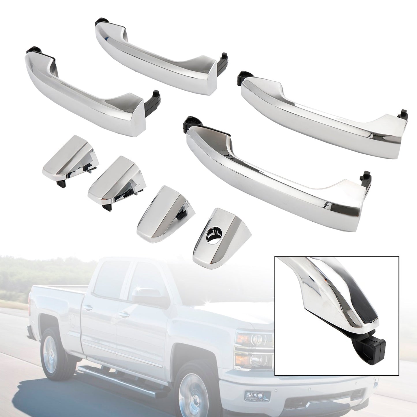 Poignées de porte extérieures chromées 14575050 pour GMC Sierra 2500 HD 2020-2022, 4 pièces