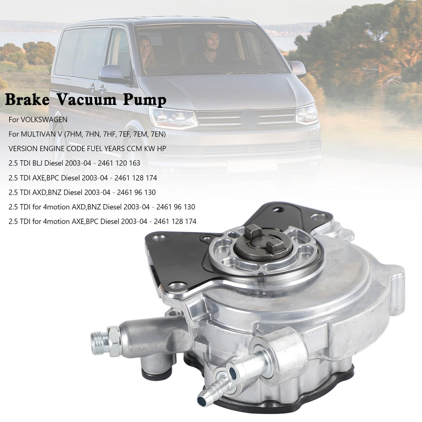 Pompe à vide de frein pour VW Transporter V T5 Multivan V 5 Touareg 070145209H/F/J 07Z145209