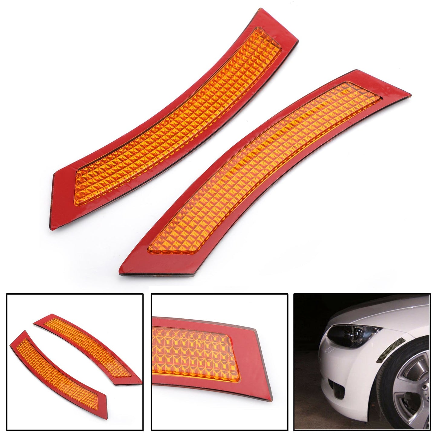 Réflecteurs de pare-chocs avant et feux de position latéraux ambre pour BMW Série 3 E92 Coupé/Cabriolet 2 portes 2006-2009