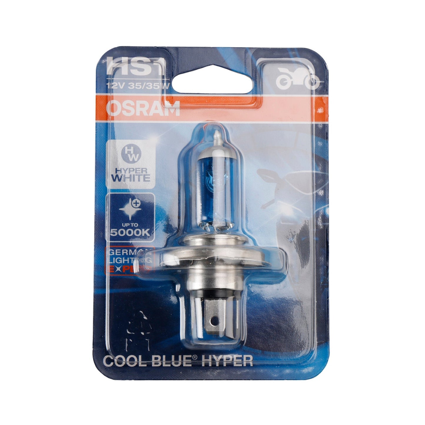Feu moto OSRAM Cool Blue Hyper HS1 PX43T 12 V 45/40 W 62185CBH-01B