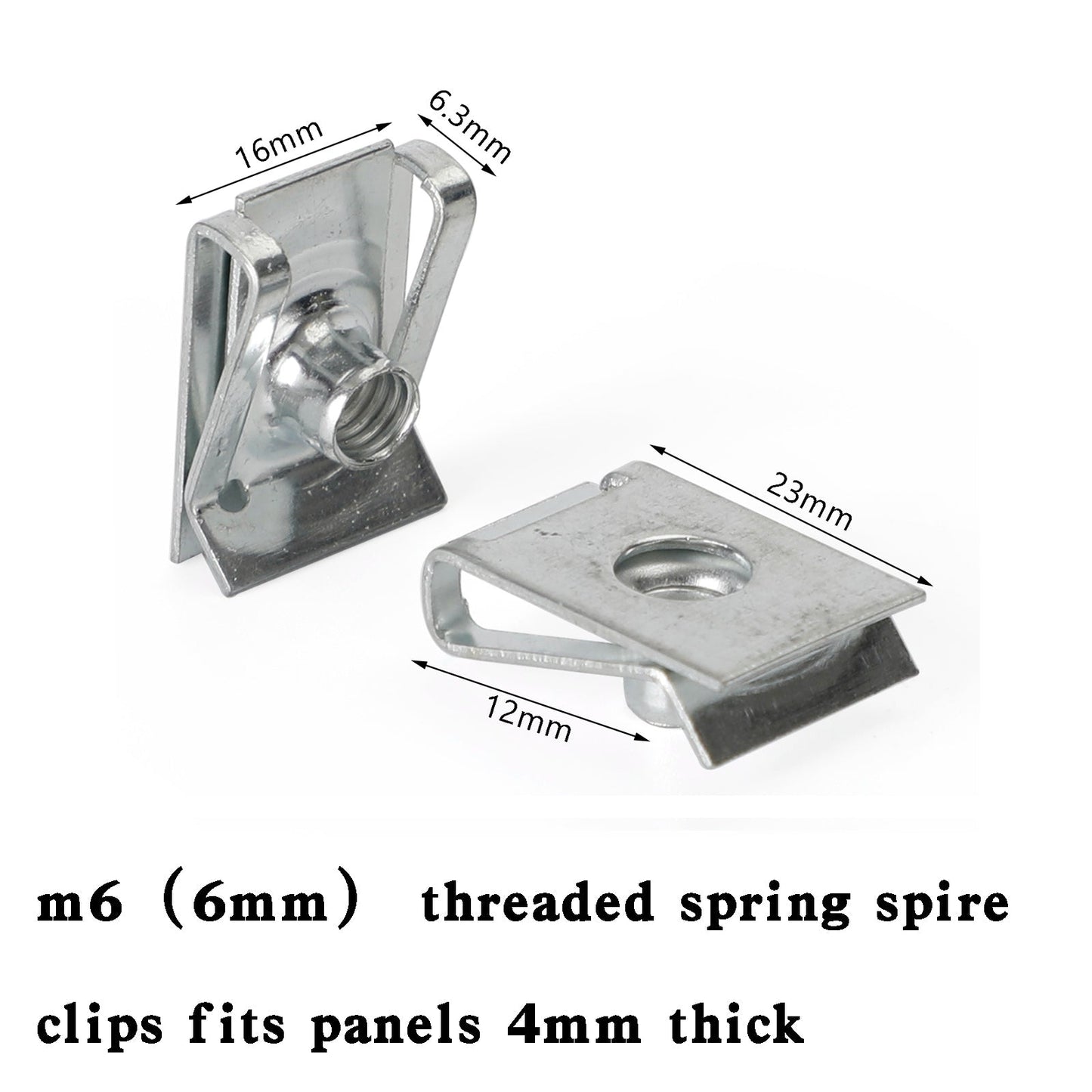 10 clips de carénage M6 6 mm pour panneau de carrosserie, clips de vitesse pour moto, écrou en U