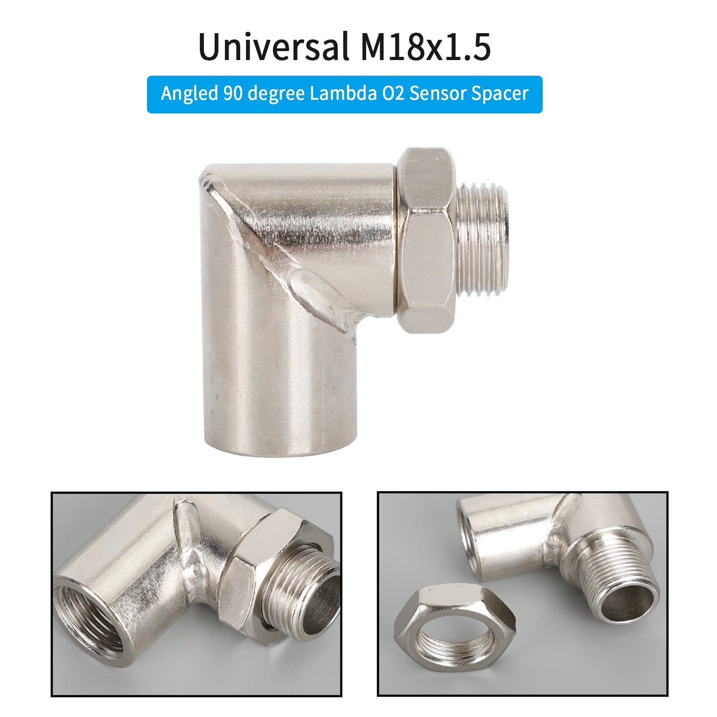 M18*1.5 Exhaust Pipe Oxygen Sensor Adapter 90 Degree Extension Extender CLE