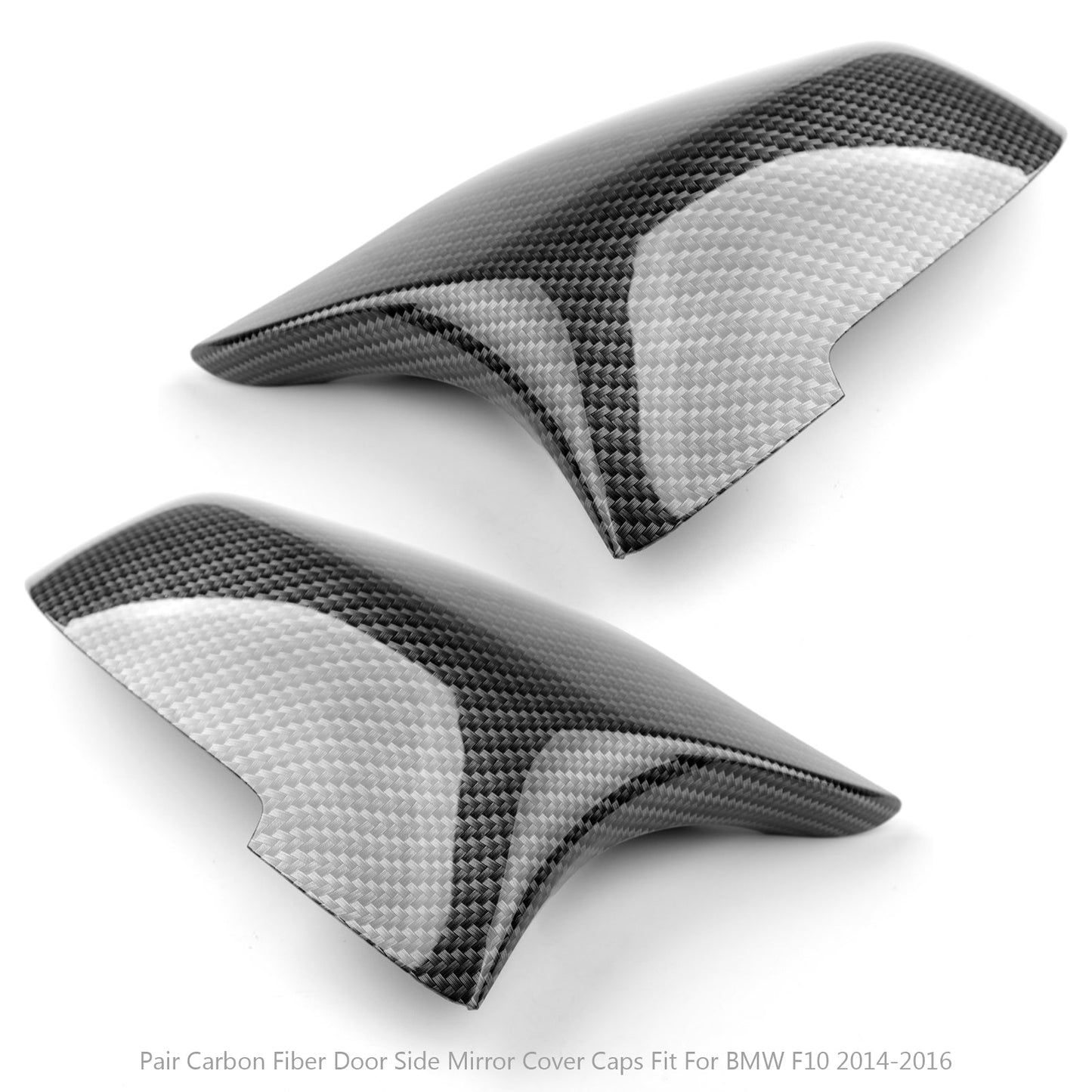 Pair Carbon Fiber Side Rear View Mirror Cover Caps For For BMW F10 F18 2014-2016