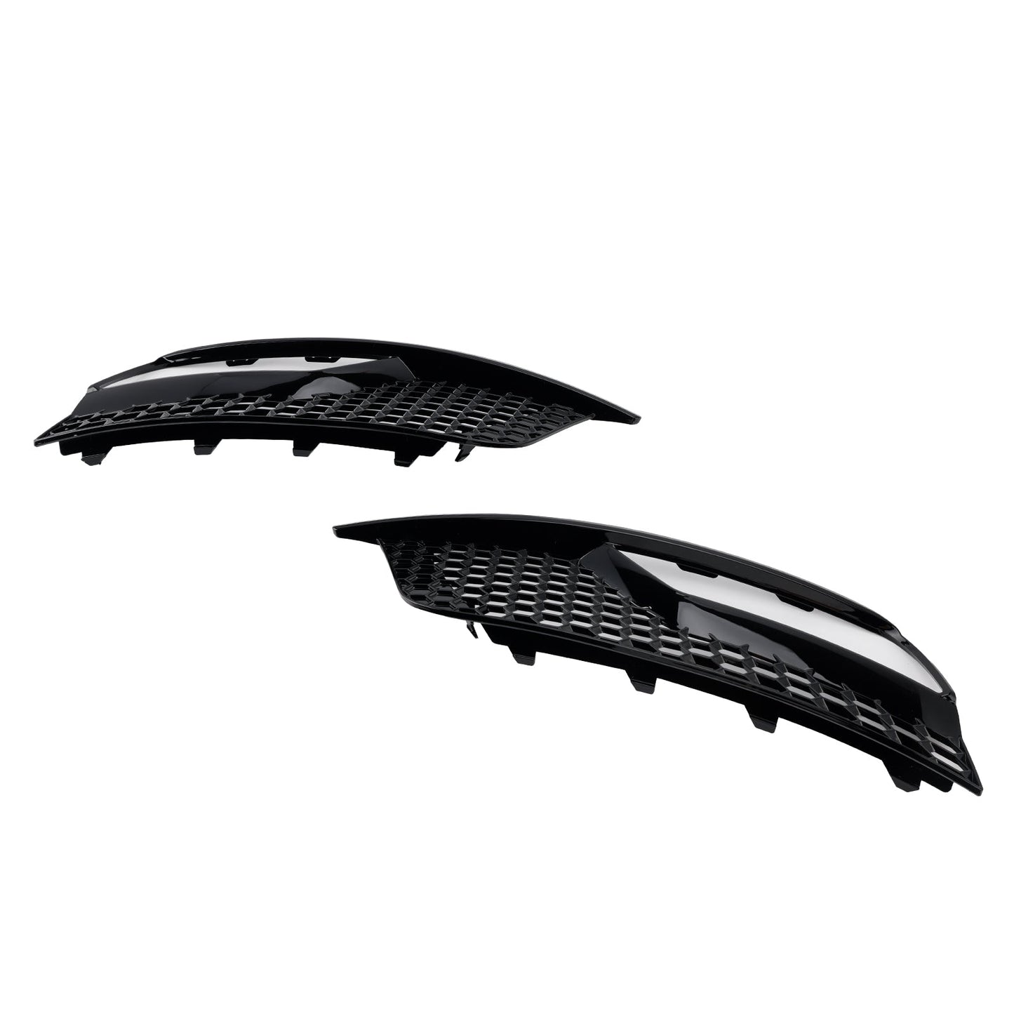 Gloss Black Front Fog Light Grill Covers Fit Audi A3 8V Sedan 2013-2016