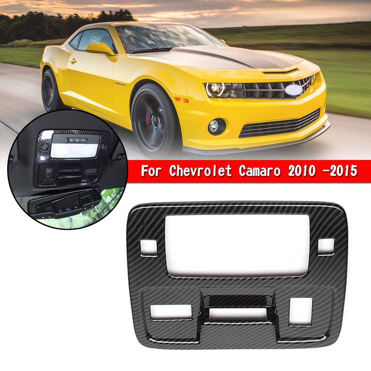 Carbon Fiber Reading Lamp Panel Cover Trim For Chevr Camaro 2010-2015