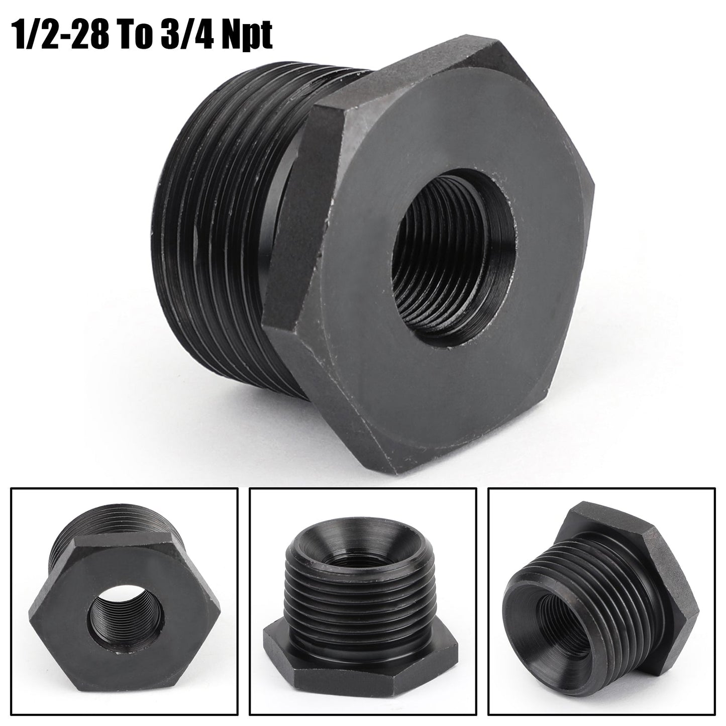 Adaptateur fileté pour filtre à huile 1/2-28 à 3/4 NPT, plus résistant que l'aluminium noir