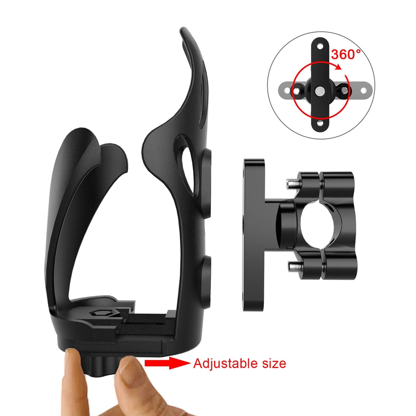 Portavasos ajustable para manillar de motor, soporte para botellas, para ATV y scooter, color negro
