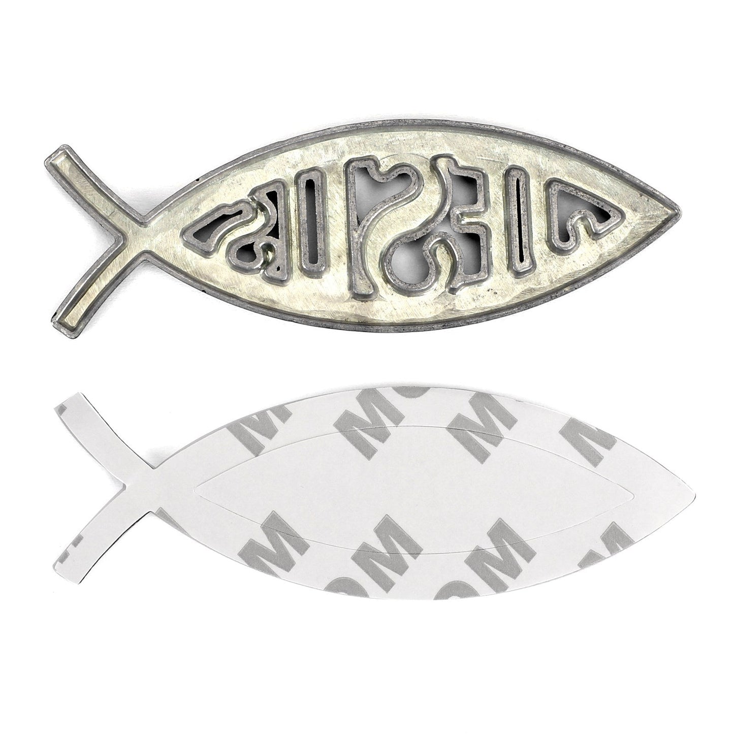 Autocollant 3D noir pour voiture, symbole chrétien de Jésus et de poisson, emblème religieux