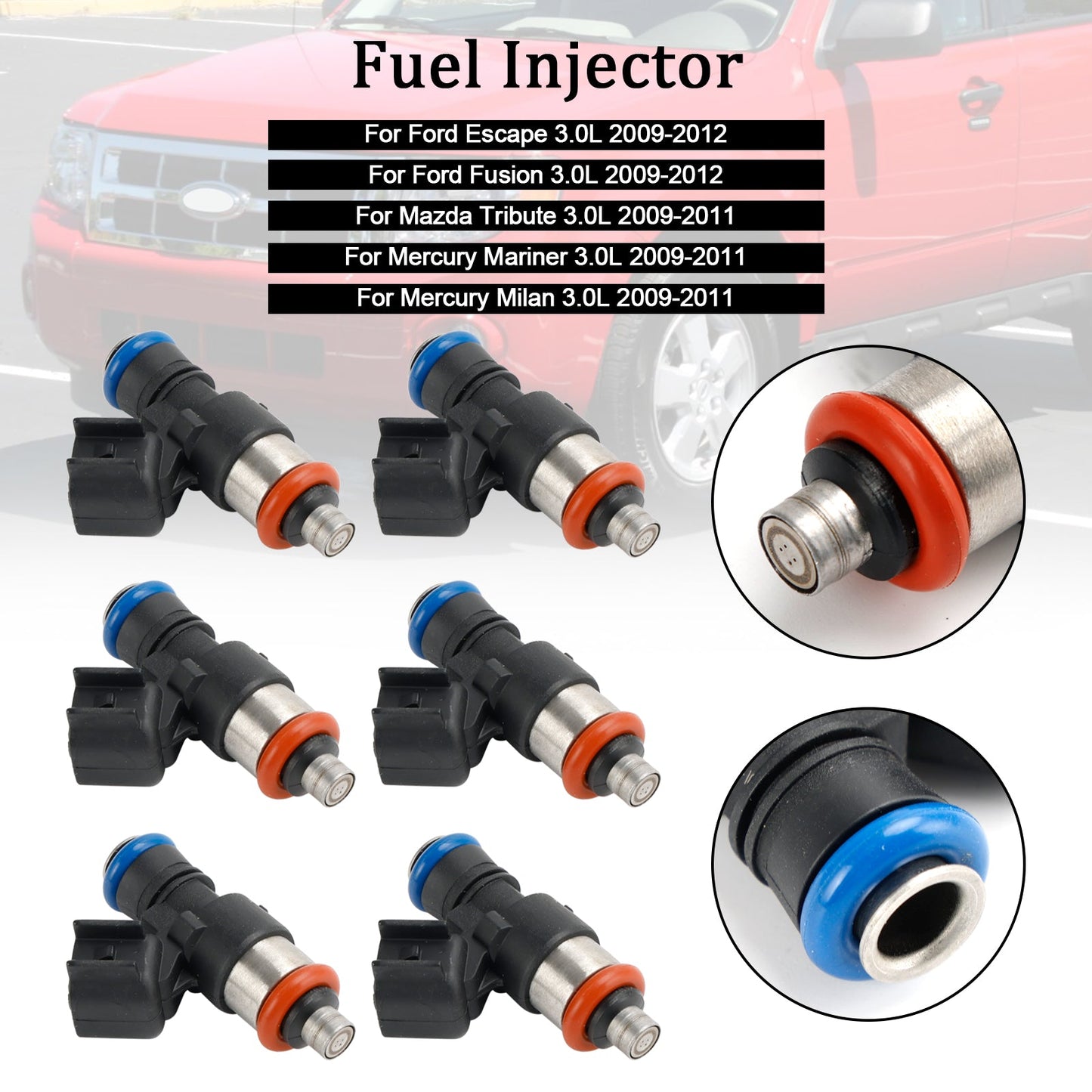 Inyector de combustible Mercury Mariner Milan 3.0L (2009-2011), 6 piezas, 0280158189 161167 CM51