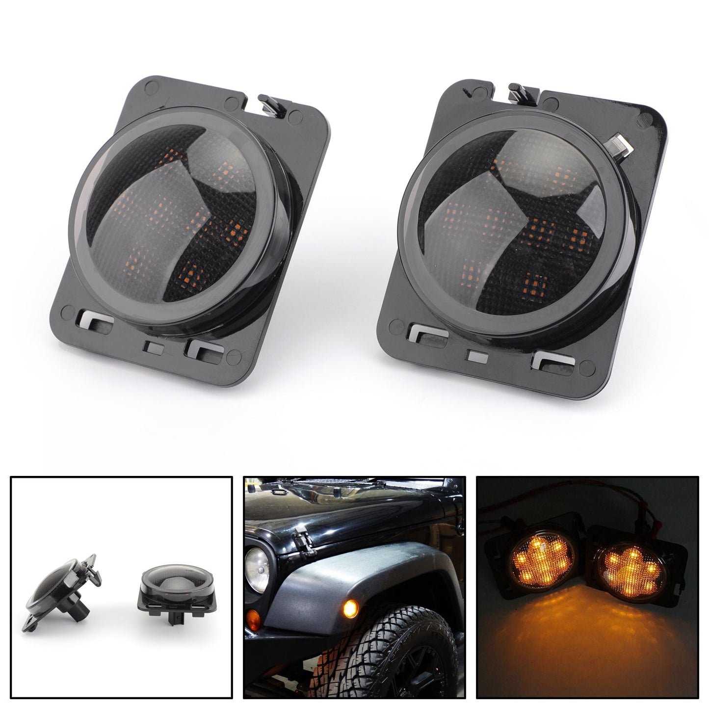 2 feux de position latéraux à LED pour garde-boue avant Jeep Wrangler JK 2007-2015