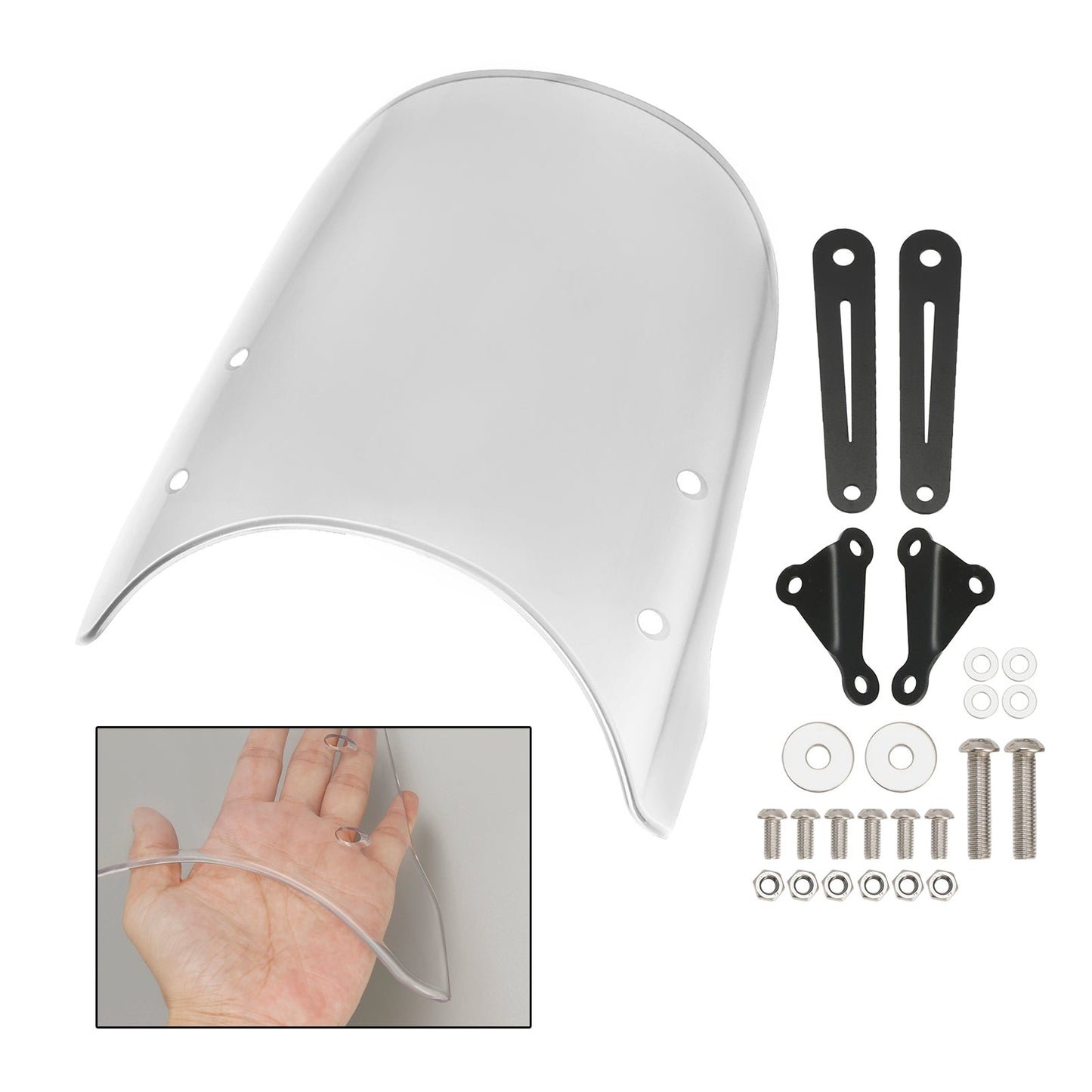 Pare-brise transparent pour Moto Guzzi V7 Classic 16-23 et V9 Bobber 18-23