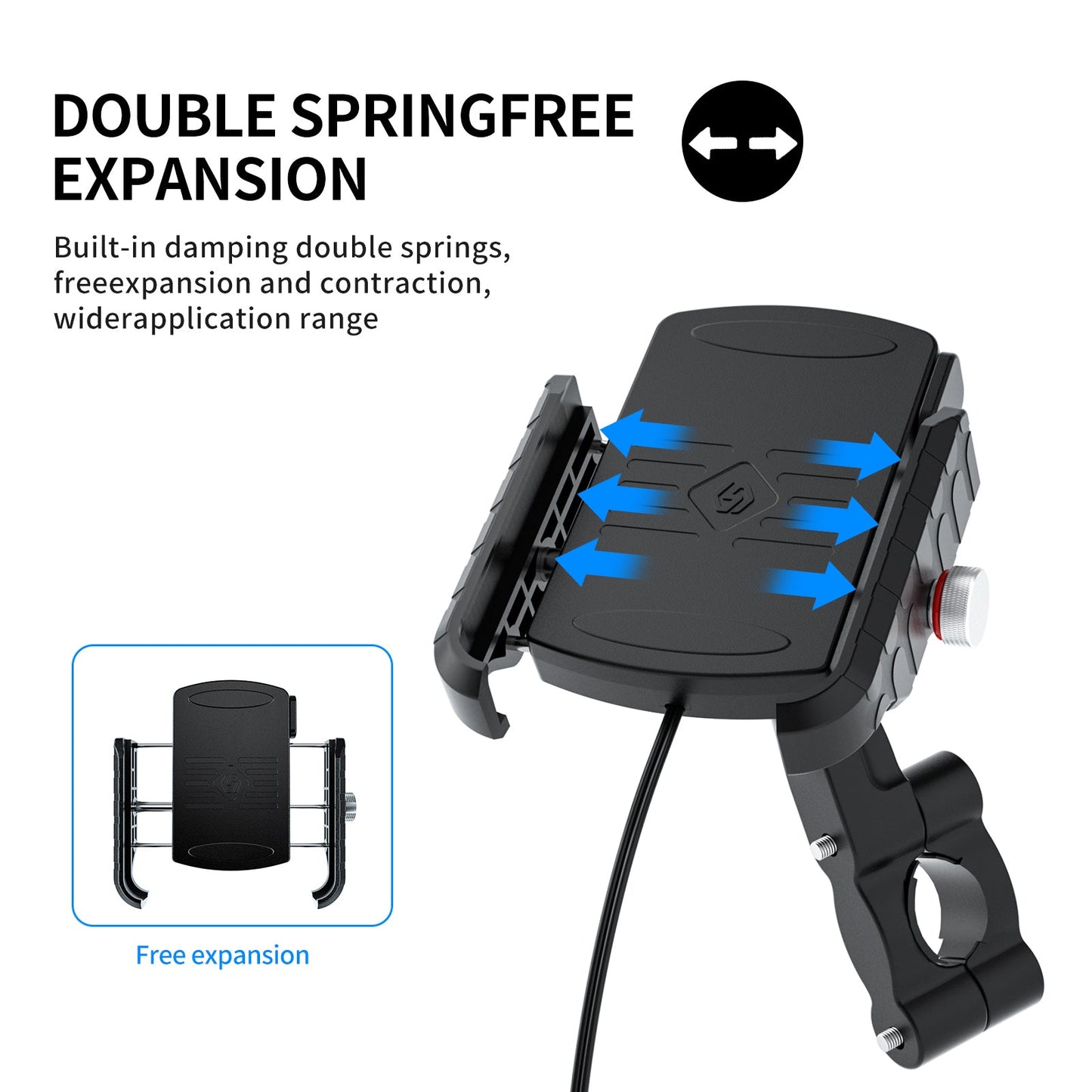 Support de charge sans fil 15 W, extension de téléphone pour moto, noir
