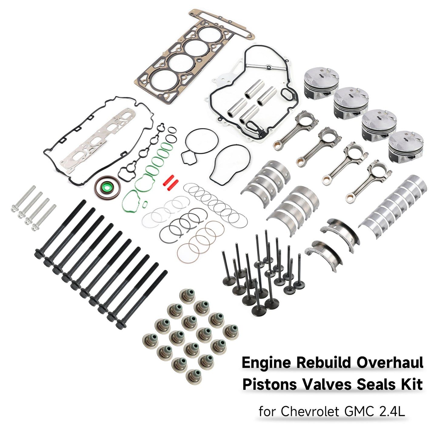 For Buick For Chevrolet For GMC 2.4L Engine Rebuild Overhaul Pistons Valves Seals Kit HS54874 HS26517PT