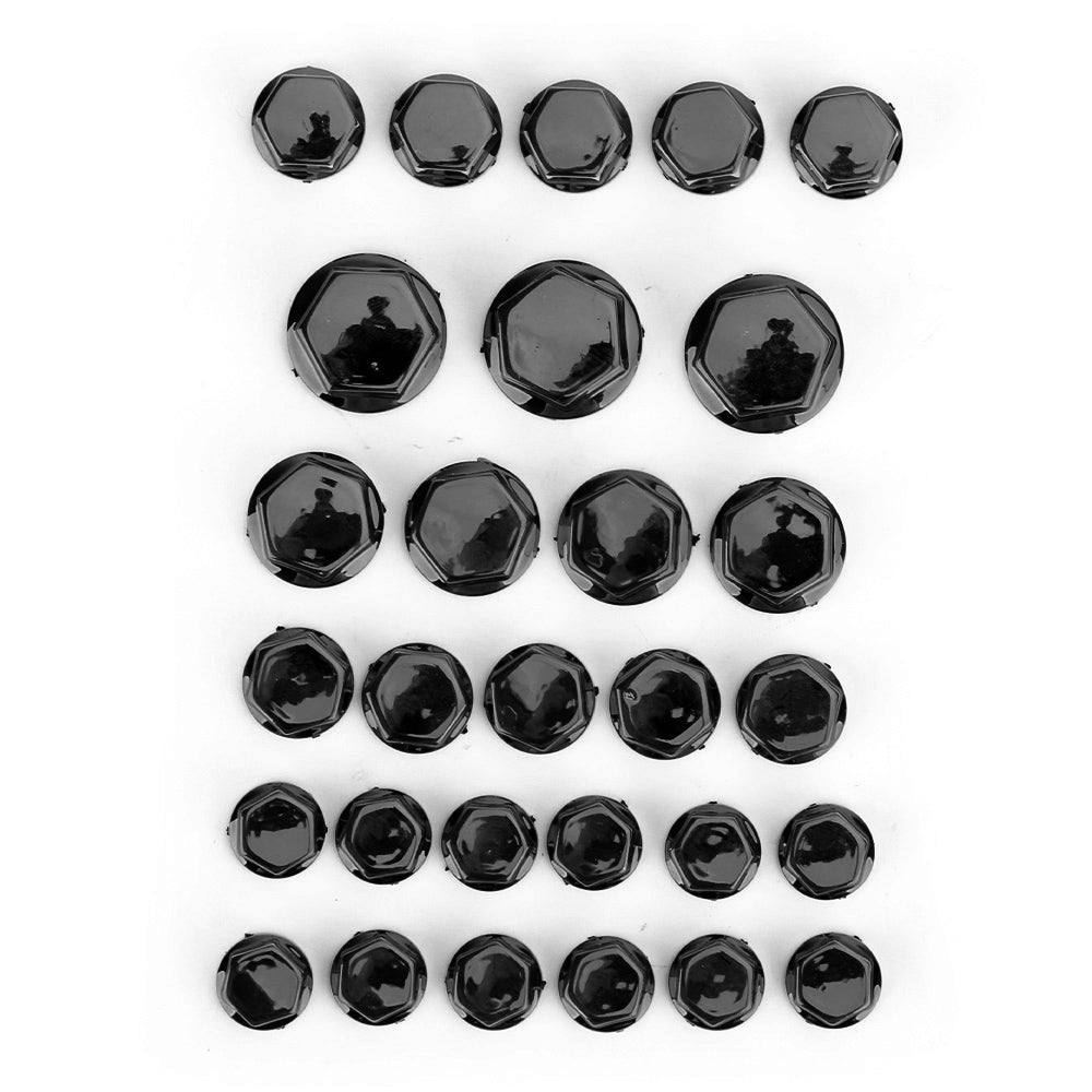 Lot de 30 bouchons de vis et écrous de pompe à eau noirs, 5 tailles