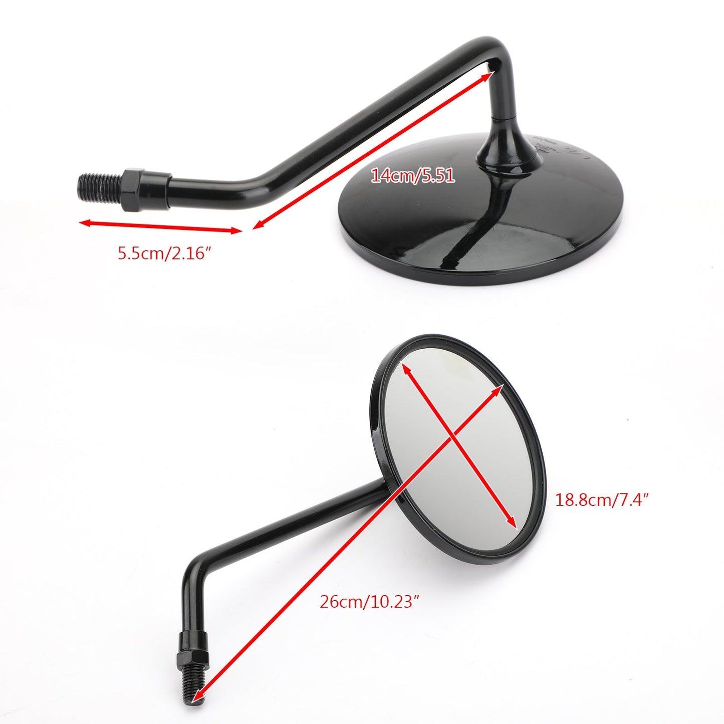Paire de rétroviseurs ronds noirs réglables pour moto, 10 mm, pour scooter