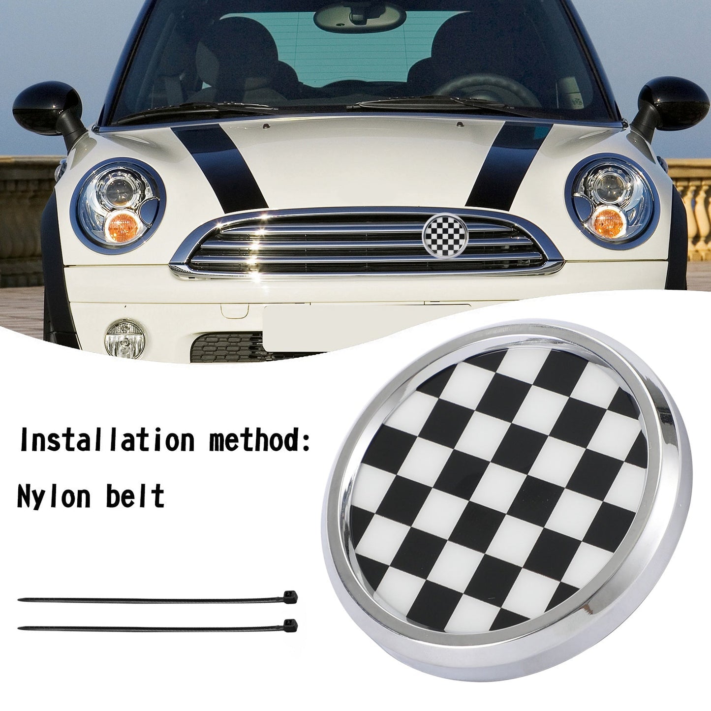 Emblème de calandre avant BMW MINI Cooper Damier noir et blanc