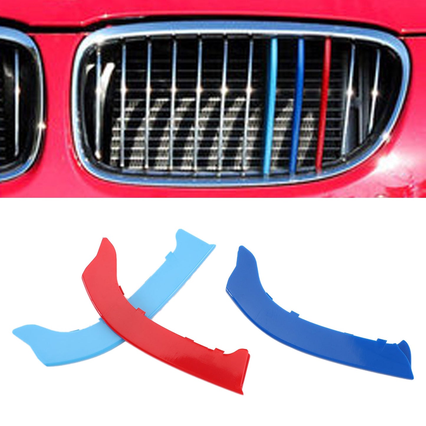 Bandes de protection de calandre avant tricolores pour BMW Série 3 2009-2012