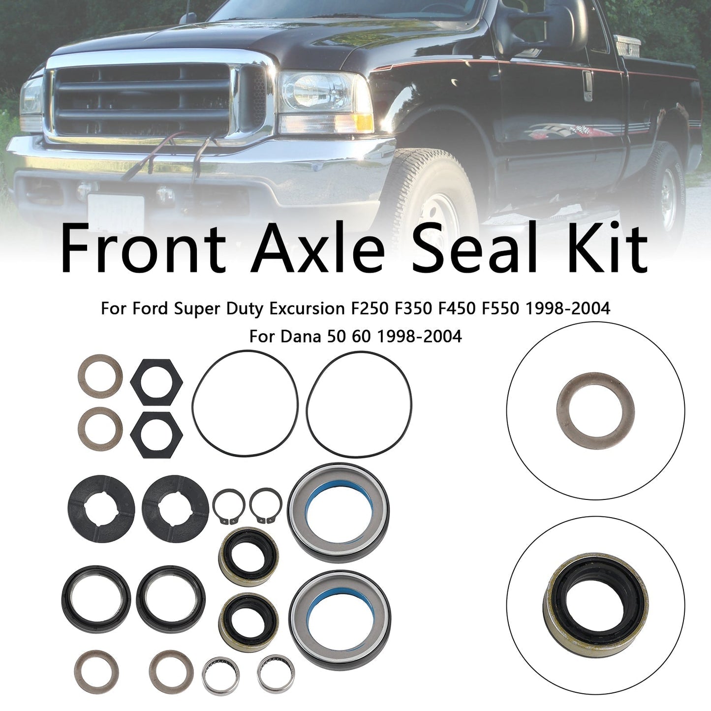 1998-2004 Dana 50 60 Front Axle Seal and Thrust Washer Kit 50381 47766 2019816