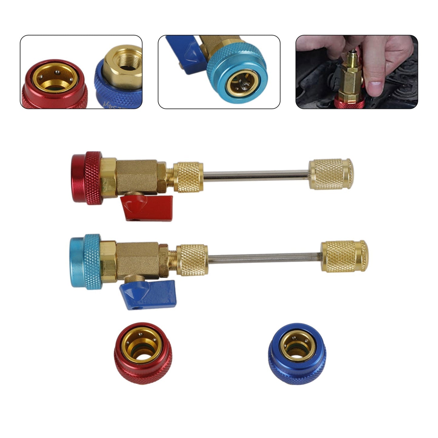 Ensemble d'outils de démontage et d'installation de noyau de valve de réfrigérant Outil de valve côté haut et bas