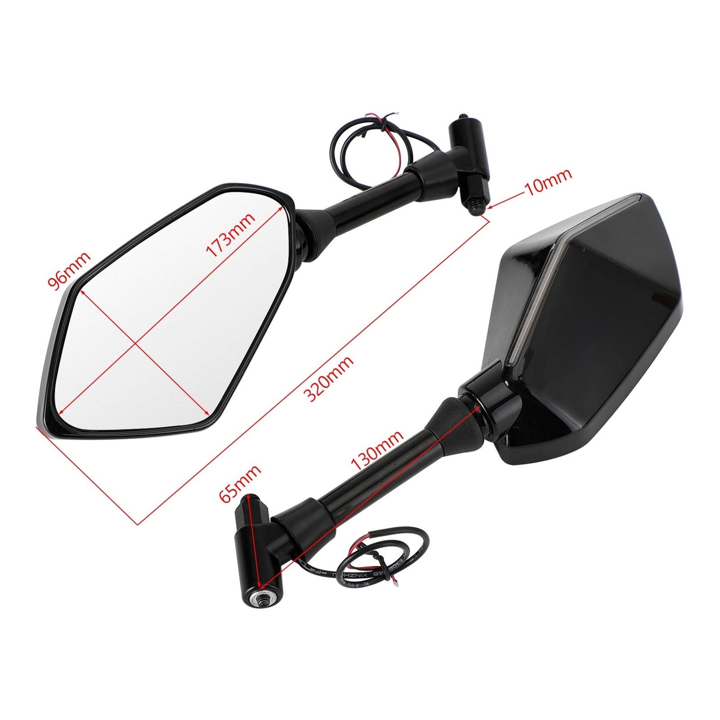 Paire de rétroviseurs LED noirs M8/M10 avec clignotants pour Aprilia
