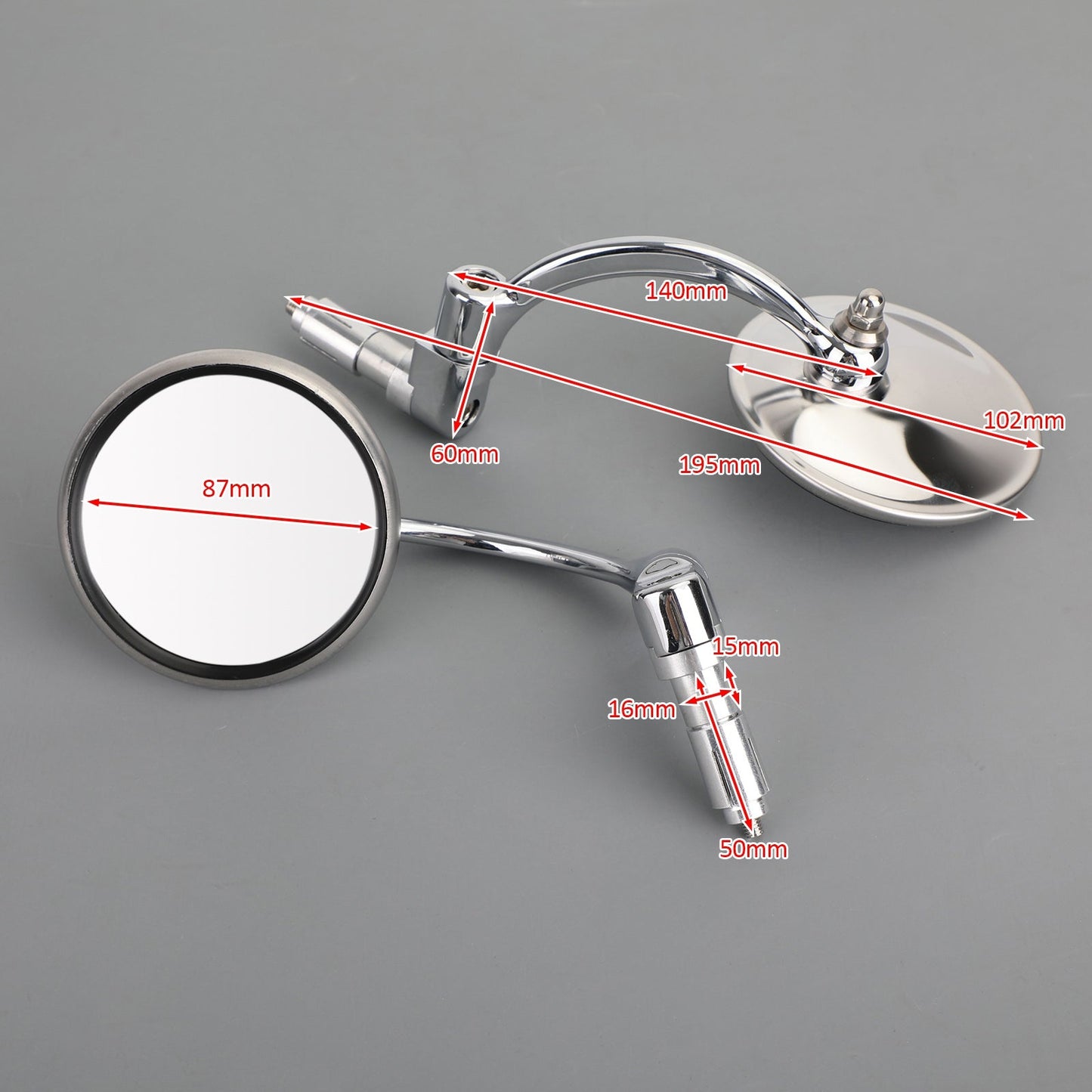 Rétroviseurs chromés ronds pour guidon de Cafe Racer Cruiser