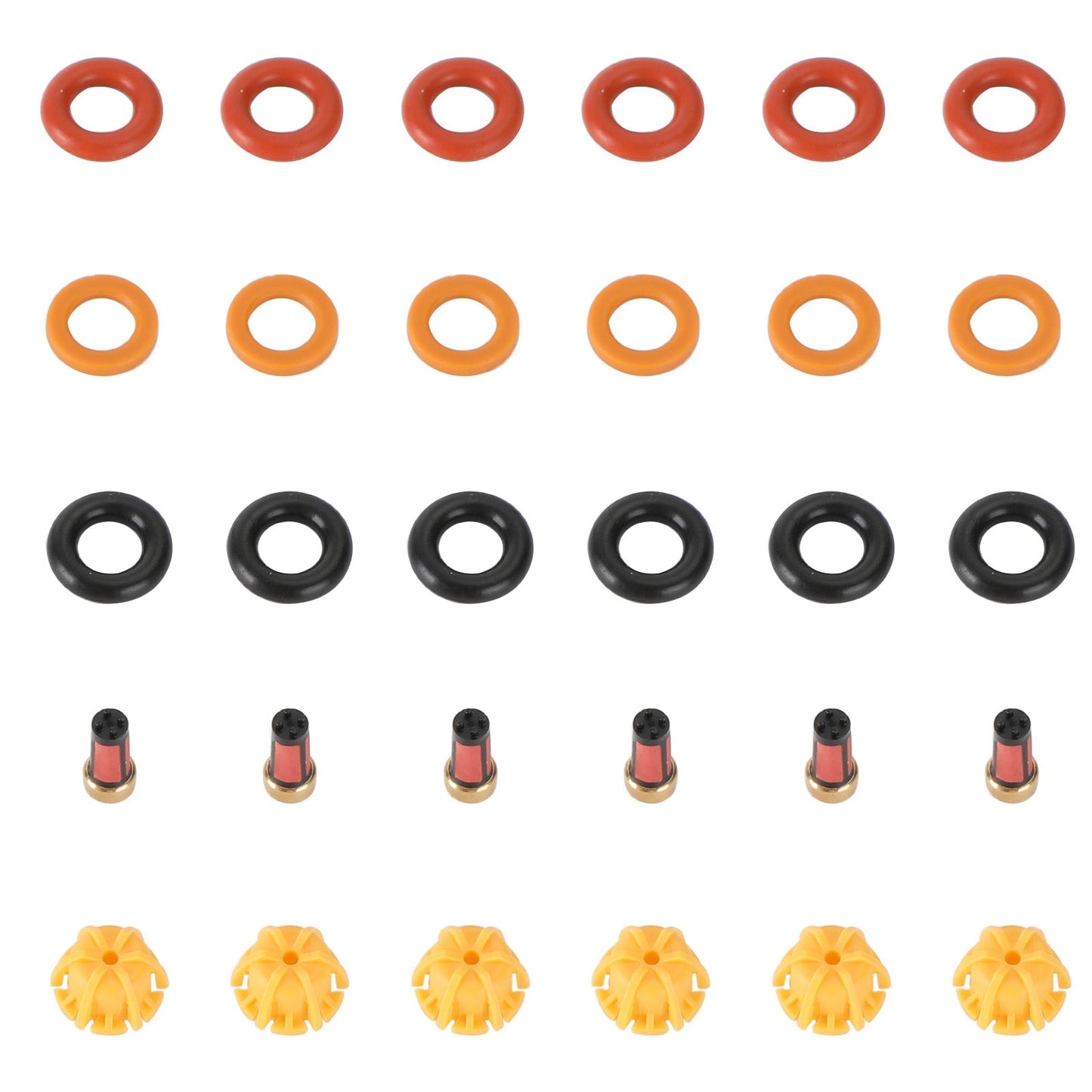 1992-1995 BMW 325I 325IS 6 set Fuel Injectors Repair Seal Kit 0280150415 13641730060 13641730080 62429 FJ292