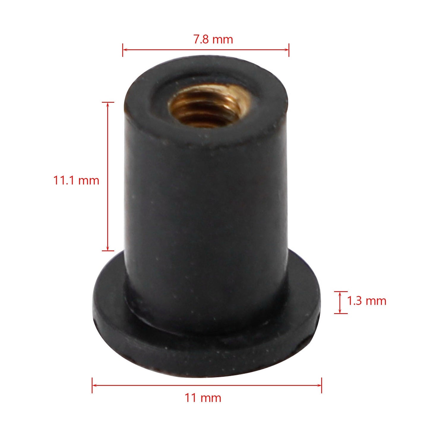 Lot de 100 écrous de puits en caoutchouc pour pare-brise et carénage, en laiton M4, 4 mm, pour moto et vélo