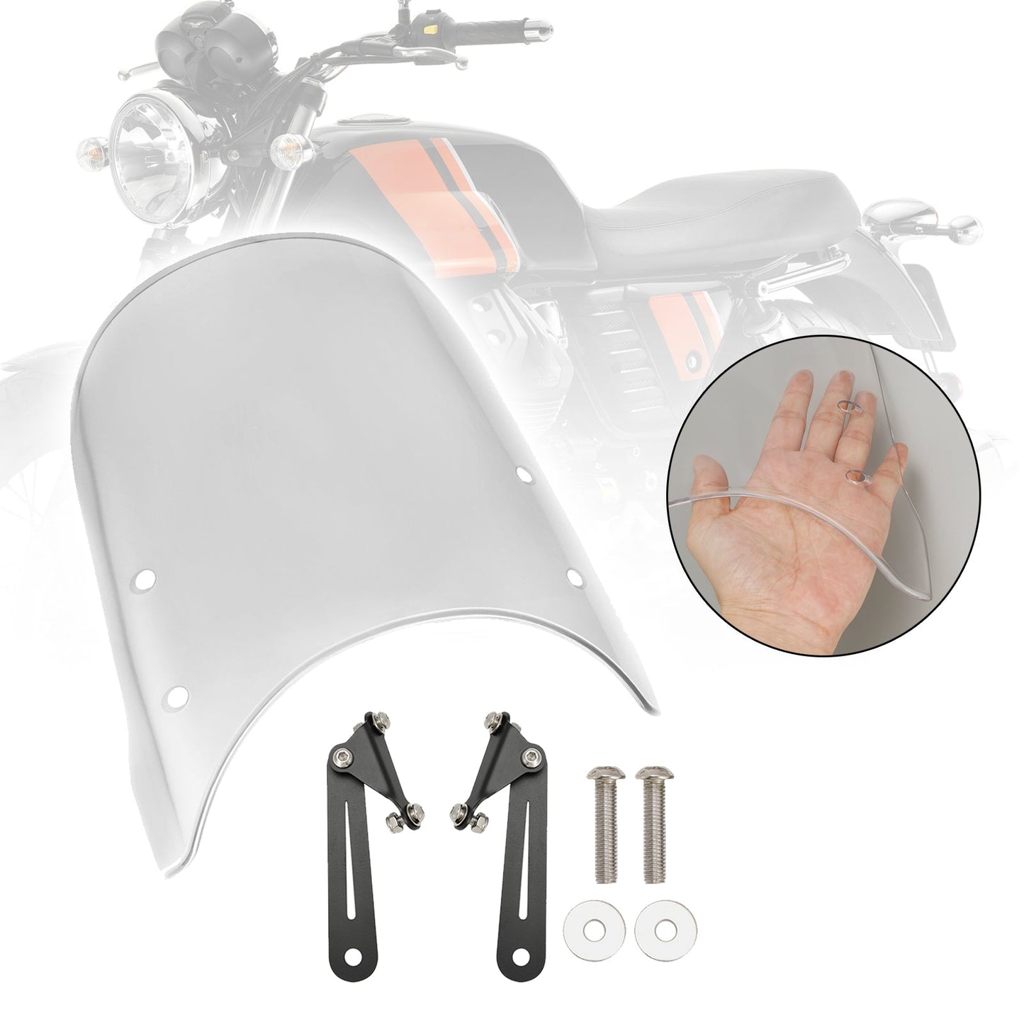 Pare-brise transparent pour Moto Guzzi V7 Classic 16-23 et V9 Bobber 18-23