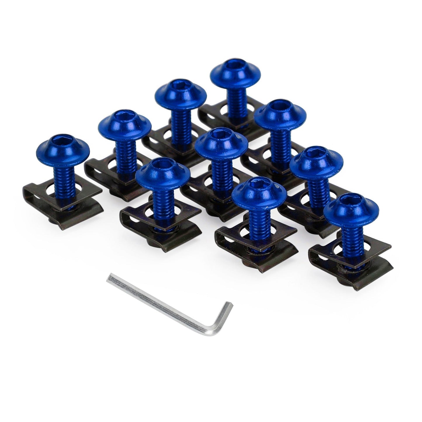 10 boulons en aluminium M6 x 20 mm pour pare-brise de moto et clips à ressort en C pour Honda