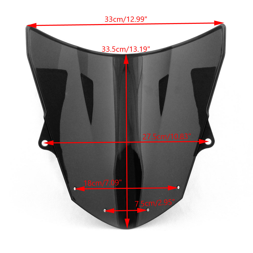 Pare-brise double bulle pour Kawasaki ZX6R 2009-14 ZX10R 08-10 Chrome