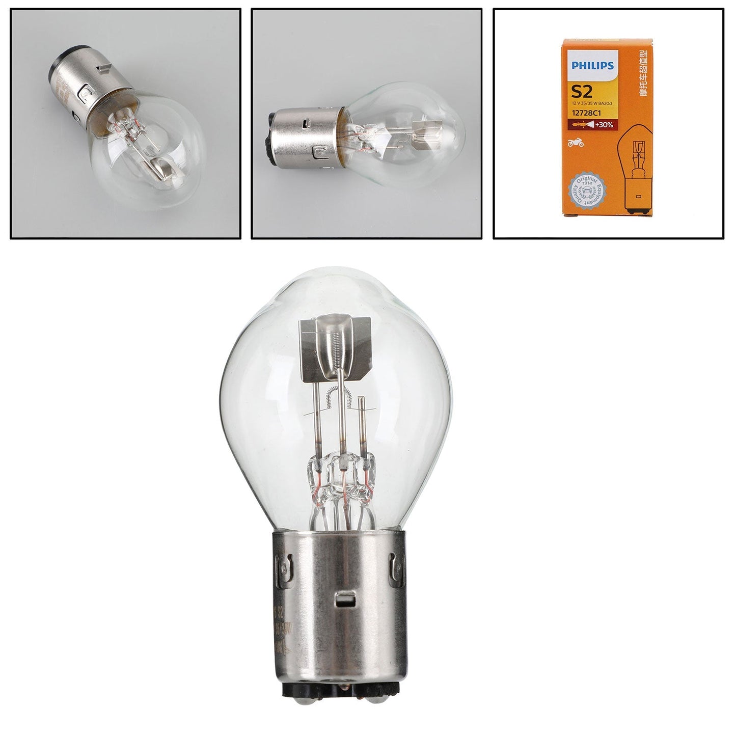 Ampoule de phare moto Philips 12728 Premium Vision S2 35/35 W BA20d +30 %