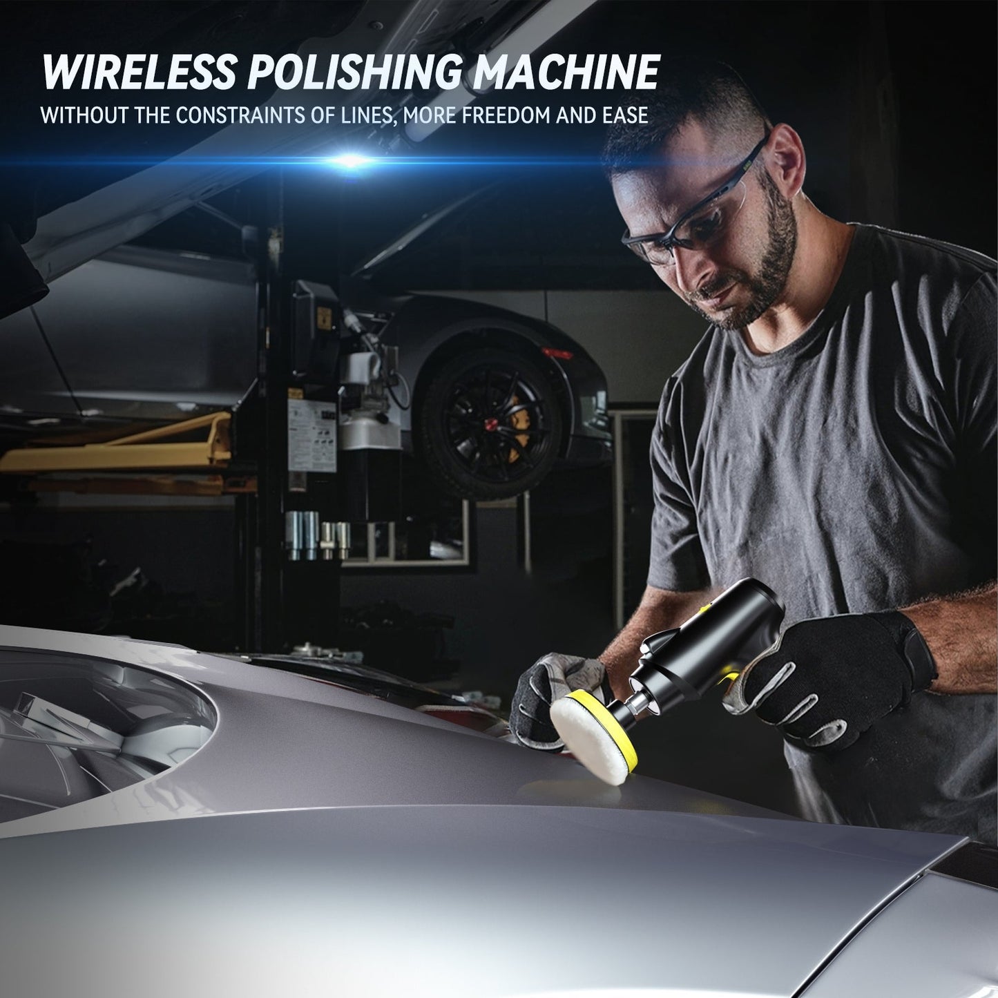 Pulidora inalámbrica con batería recargable y velocidad variable para detalles de automóviles, pulido y encerado.