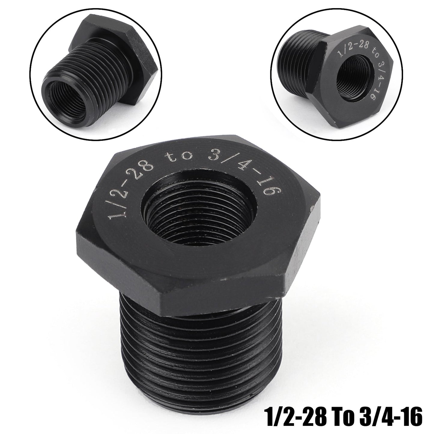 Adaptateur fileté pour filtre à huile 1/2-28 vers 3/4-16, plus résistant que l'aluminium.